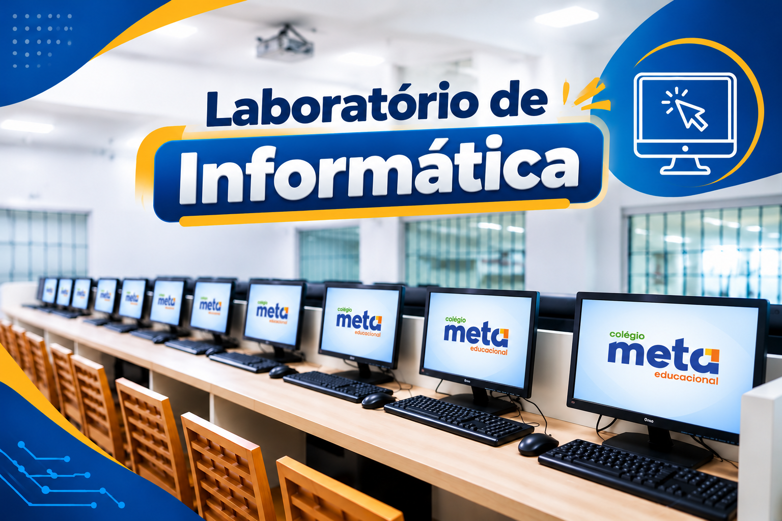 Laboratório de Informática: computadores e estações de estudo